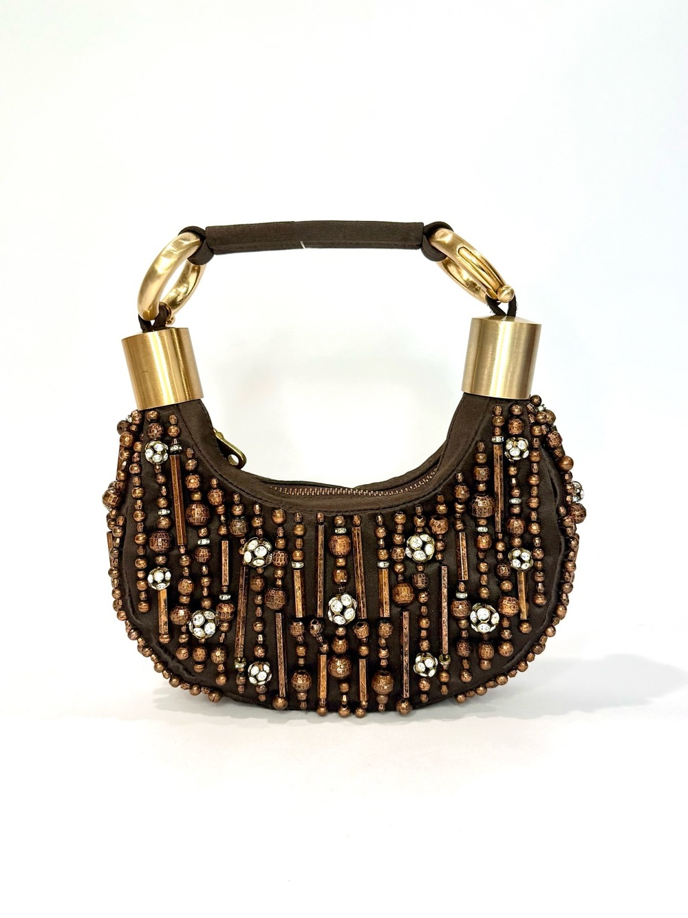 RARE Chloé Brown Beaded Mini Bracelet Bag - Picture 2 of 11